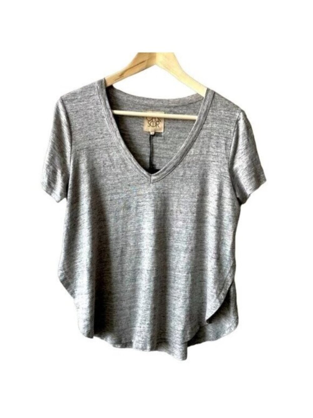 Chaser Linen V-Neck Heather Grey Tee